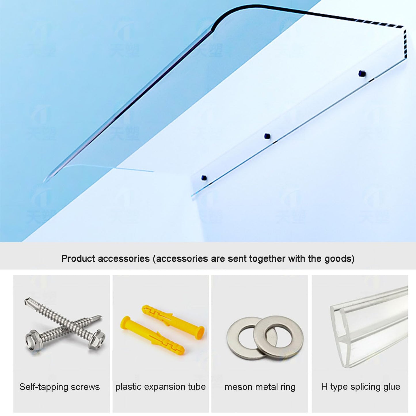 Patio Awnings, Window Awning, Door Canopy, Modern Polycarbonate Cover, UV Rain Snow Sunlight Protection, Durable & Weather-Resistant Awnings, for Outdoor Front Door-40x50cm/16x20in