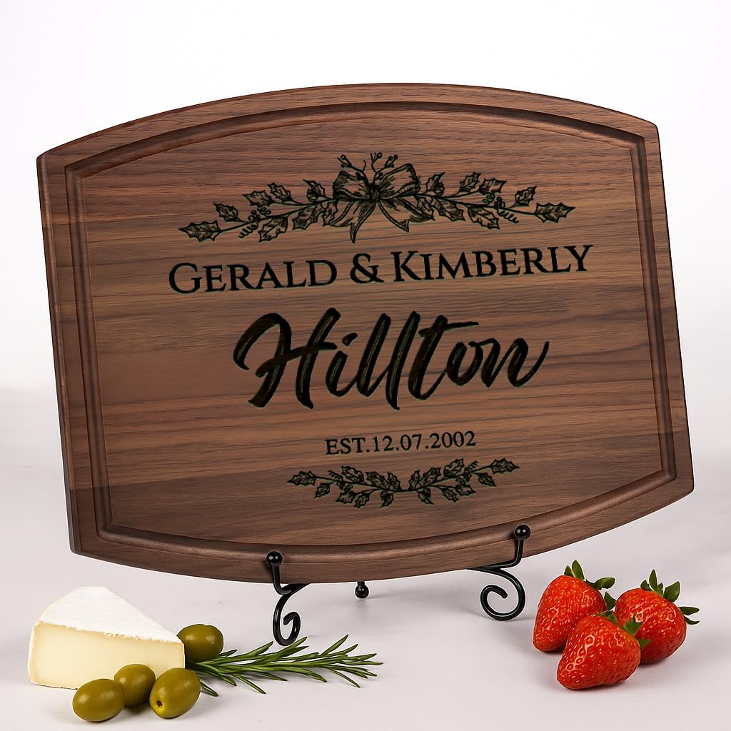 Personalized Wedding Gifts for Couples - Custom Cutting Board, Engraved Wood Charcuterie Board, Bridal Shower & Anniversary Gift, Customized Kitchen Board, Unique Gift Idea for Newlyweds