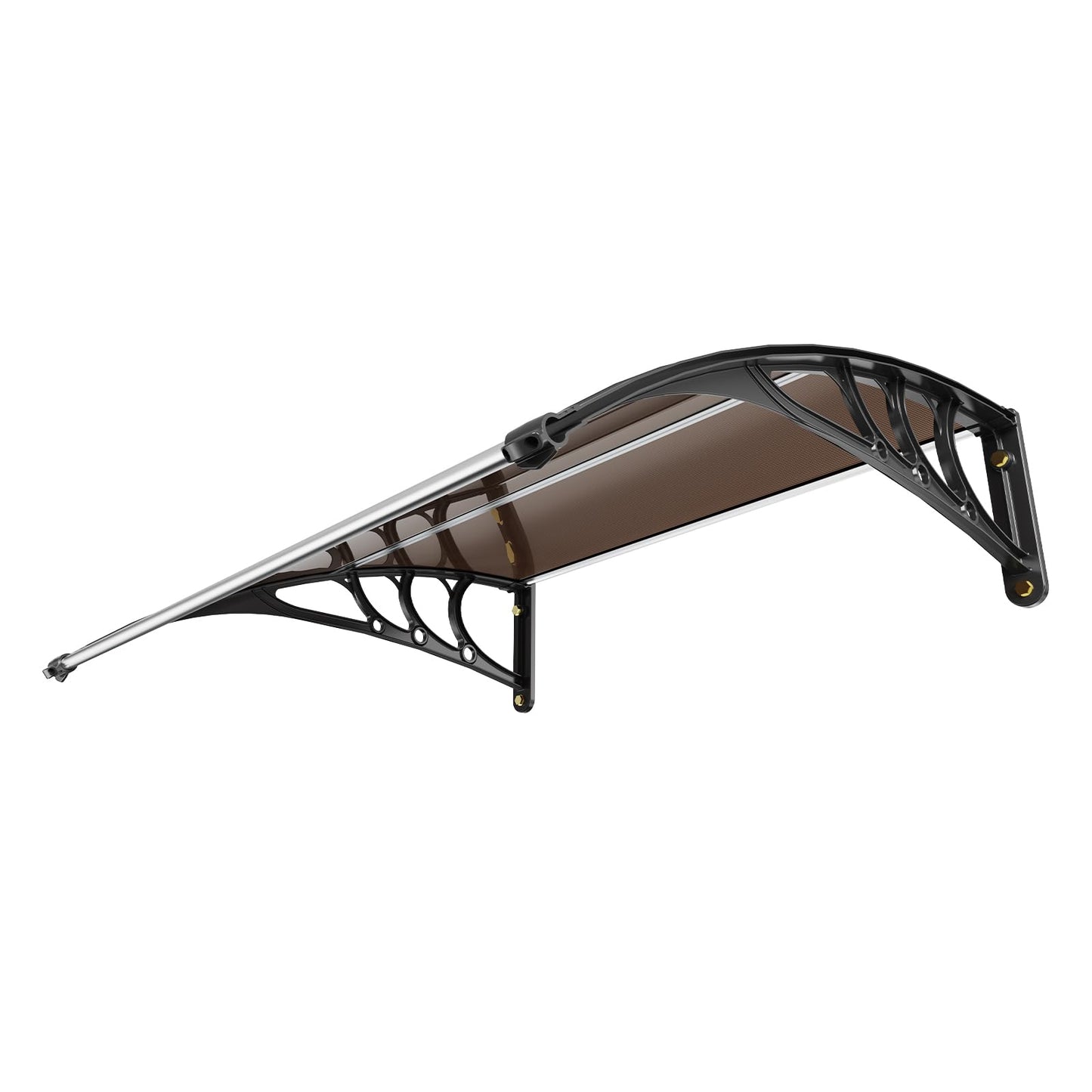 VEVOR 40" x 40" UPF 50+ Polycarbonate Window Door Awning Canopy, Modern Style, Brown Board & Black Bracket, Front Door Overhang Awning