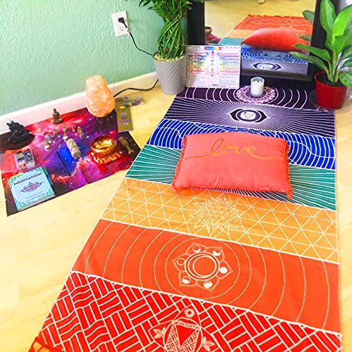 Mexican Yoga Mat Beach Picnic Blanket Chakra Meditation Mat Yoga Rug Sunscreen Shawl Chakra Wall Tapestry Decor Boho Pilat...