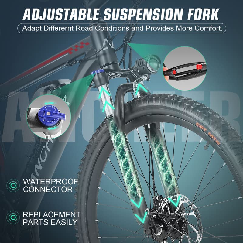 ANCHEER Electric Bike for Adults, Peak 750W Ebike, 3H Fast Charge, 55 Miles, 22MPH Electric Bicycle, 48V 499Wh Battery, 26" Gladiator Electric Mountain Bike, 21Speed, UL2849 Compliant