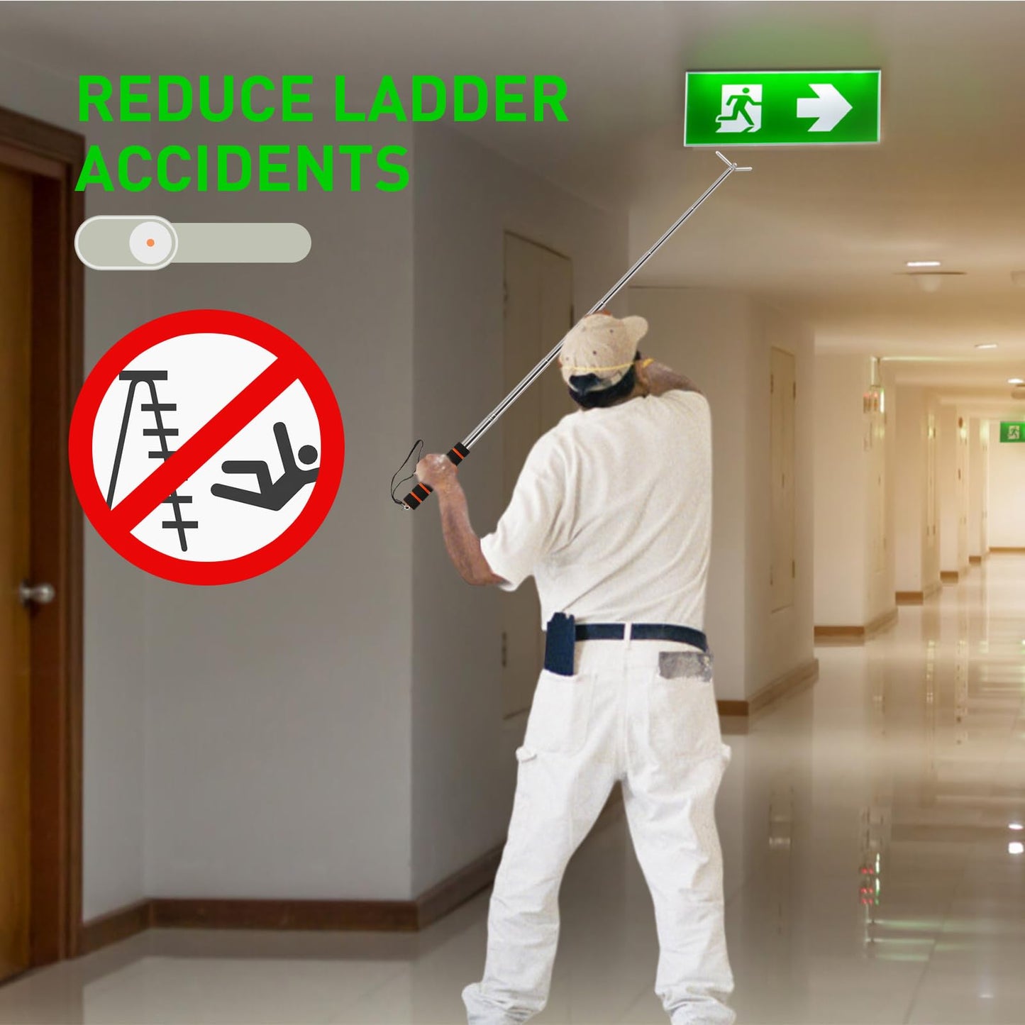 Smoke Detector Tester Pole - Smoke Detector and Emergency Exit Light Extendable Pole Tester - Emergency Light Testing Pole - Ensuring Safe and Efficient Testing of Life Safety Products,1 Pack