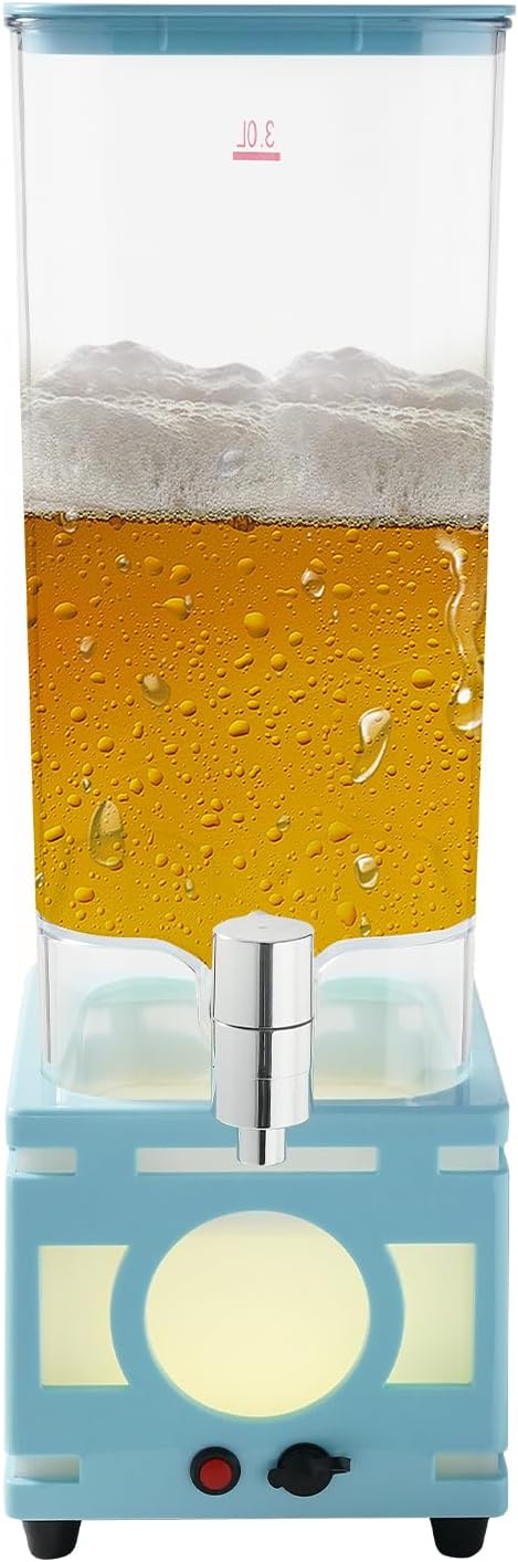 Beverage Dispenser, 3L Square Bottom Juice Dispenser LED Beer Drink Tower Dispensers Tea Juice Water Beverage Dispensing T...