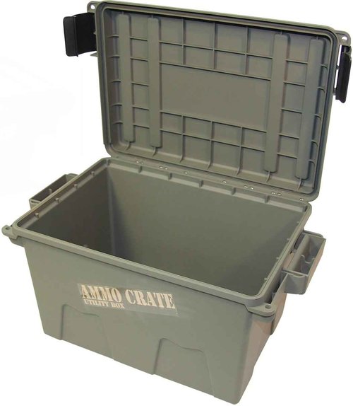 MTM AC5C 5-Can Ammo Crate Mini, Convenient size, Store 650 rounds of 9mm bulk ammo, Stackable & ACR7-18 Ammo Crate Utility Box, Large, Green, Forest Green/Black