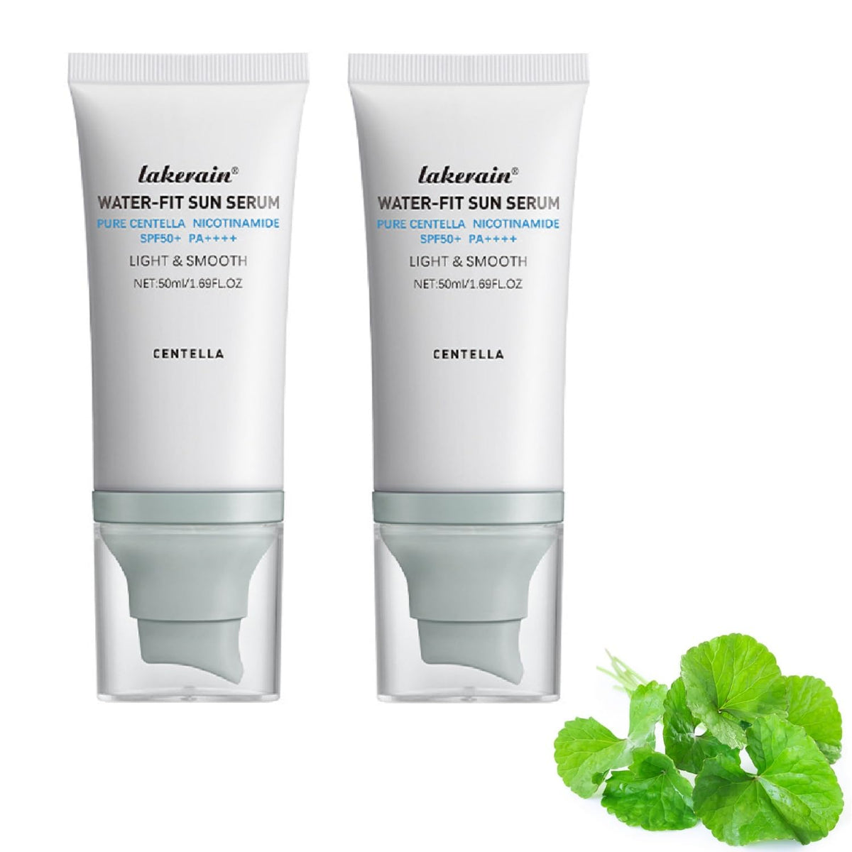 2Pcs Centella Sunscreen SPF 50, Hyalu Cica Water-Fit Sun Serum,Face Sun Screen Hydrating Non Greasy,Long-Lasting Protection for