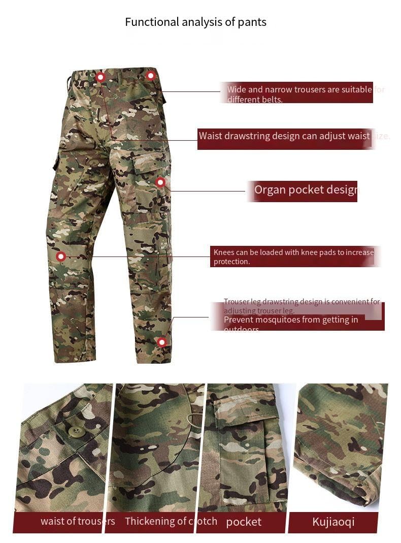 ACU II Tactical Training Suit, Military Style Camouflage Uniform Set, Long Sleeve Jacket and Pants, Windproof Outdoor Wear (ACU Kit, small)