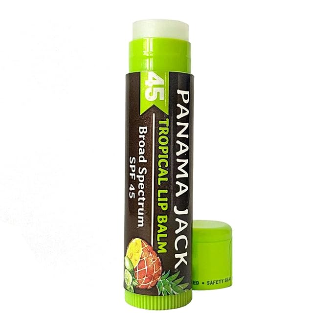 Panama Jack Sunscreen Lip Balm - SPF 45, Broad Spectrum UVA-UVB Sunscreen Protection, Prevents & Soothes Dry, Chapped Lips, Tropical, 12-pack