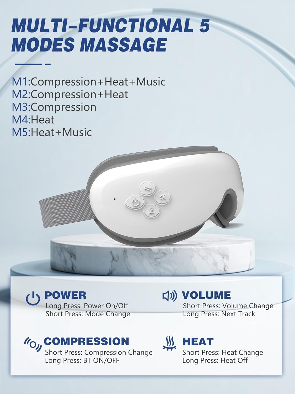 Eye Massager with Heat, Birthday Gifts for Mom Dad Her Him, Heated Eye Massager for Migraines with Compression and Bluetooth, Reduce Eyes Strain, Dark Circles and Improve Sleep