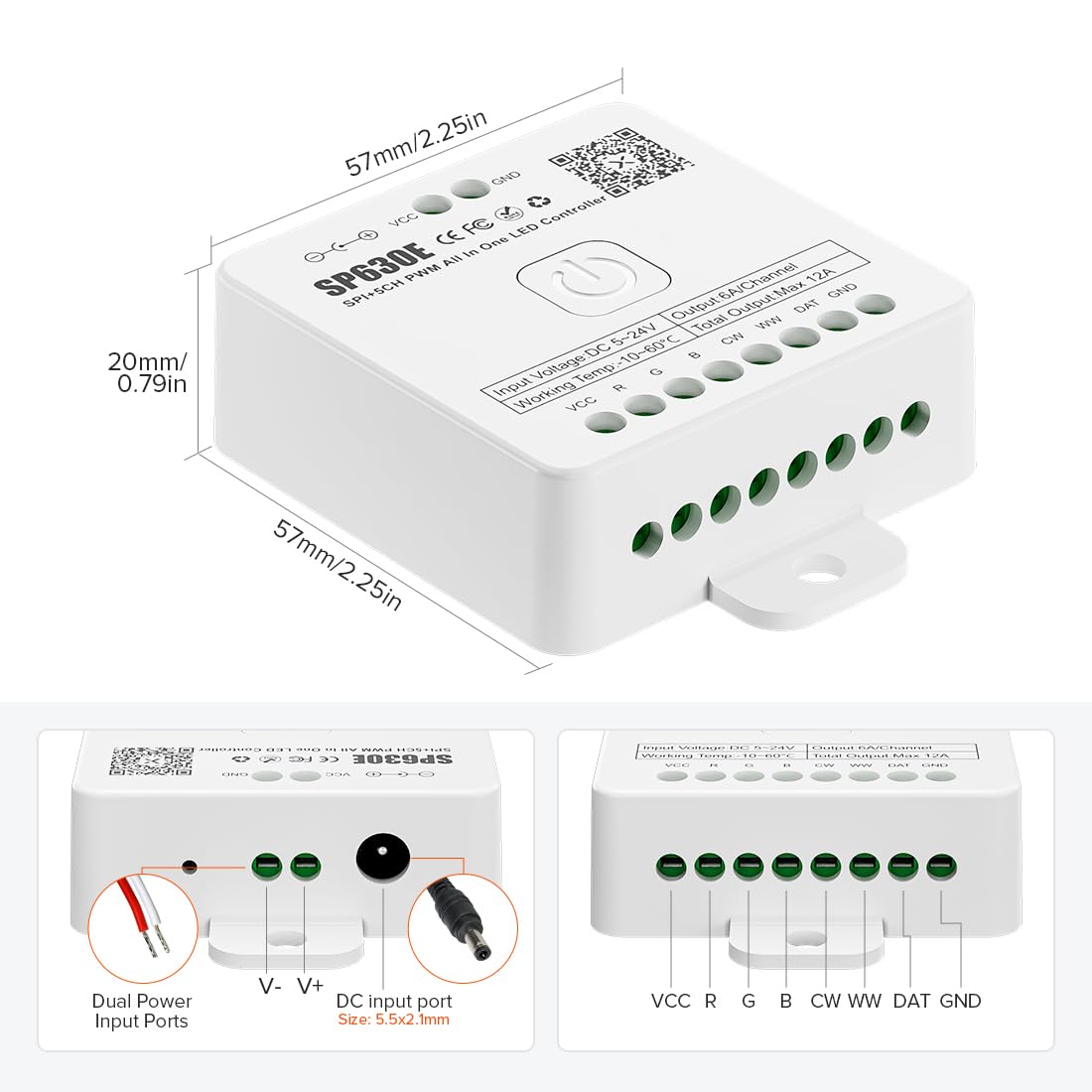 BTF-LIGHTING SP630E Bluetooth Controllers 4 Zones 2.4GHz RF RB3 Remote Kit Support FCOB COB SMD PWM or SPI RGB RGBW LED Strip WS2811 WS2812B WS2814 WS2815 SK6812 IC etc DC5V DC12V DC24V