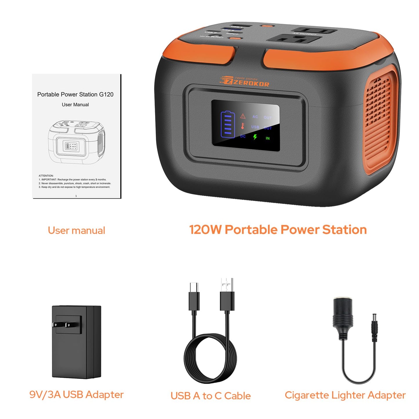 Portable Power Station 120W, Power Bank with AC Outlet, Portable Generator 97.6Wh External Battery Power Pack with USB C Input for Camping Home Van Life Adventure Backup