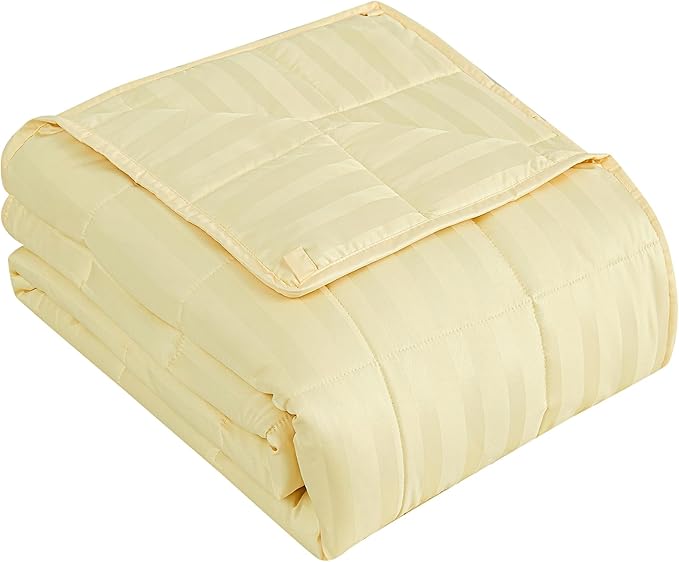 yescool King Size Weighted Blanket for Adults (25 lbs, 80” x 87”, Mustard Yellow Stripes) Heavy Blanket for Sleeping Perfect for 240-260 lbs, Breathable Blanket for Adults & Couple All Season
