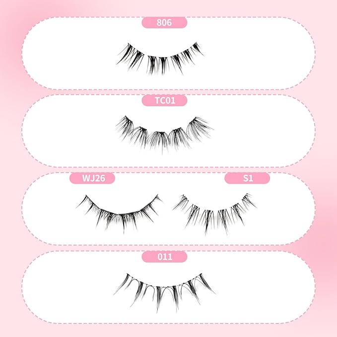 FADLASH Lash Clusters 2 Pairs Clusters DIY Eyelash Extensions False Eyelashes with Natural Wispy and Fluffy Effect Reusable Eyelash Clusters Self Application at Home(806-TP01)