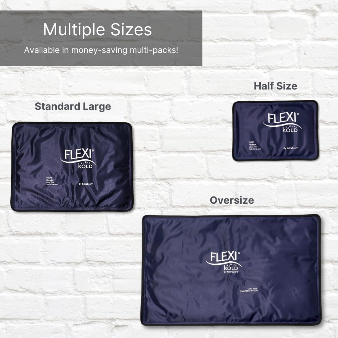 2 FlexiKold Gel Ice Packs (Standard Large: 10.5" x 14.5") - Reusable Cold Pack for Injuries, for Back Pain Relief, Migraine Relief Pad, After Surgery, Postpartum, Headache, Shoulder - 6300-COLD 2PK