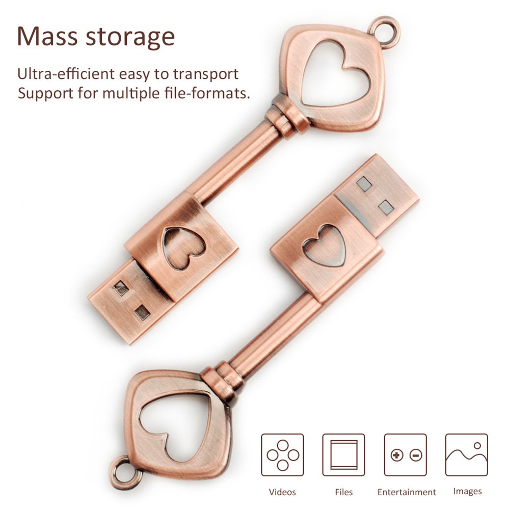 Flash Drive 16Gb Metal Key Of Love Key Chain Usb Memory Stick Pen Drive Graduation Pendrive Valentines Day Gift