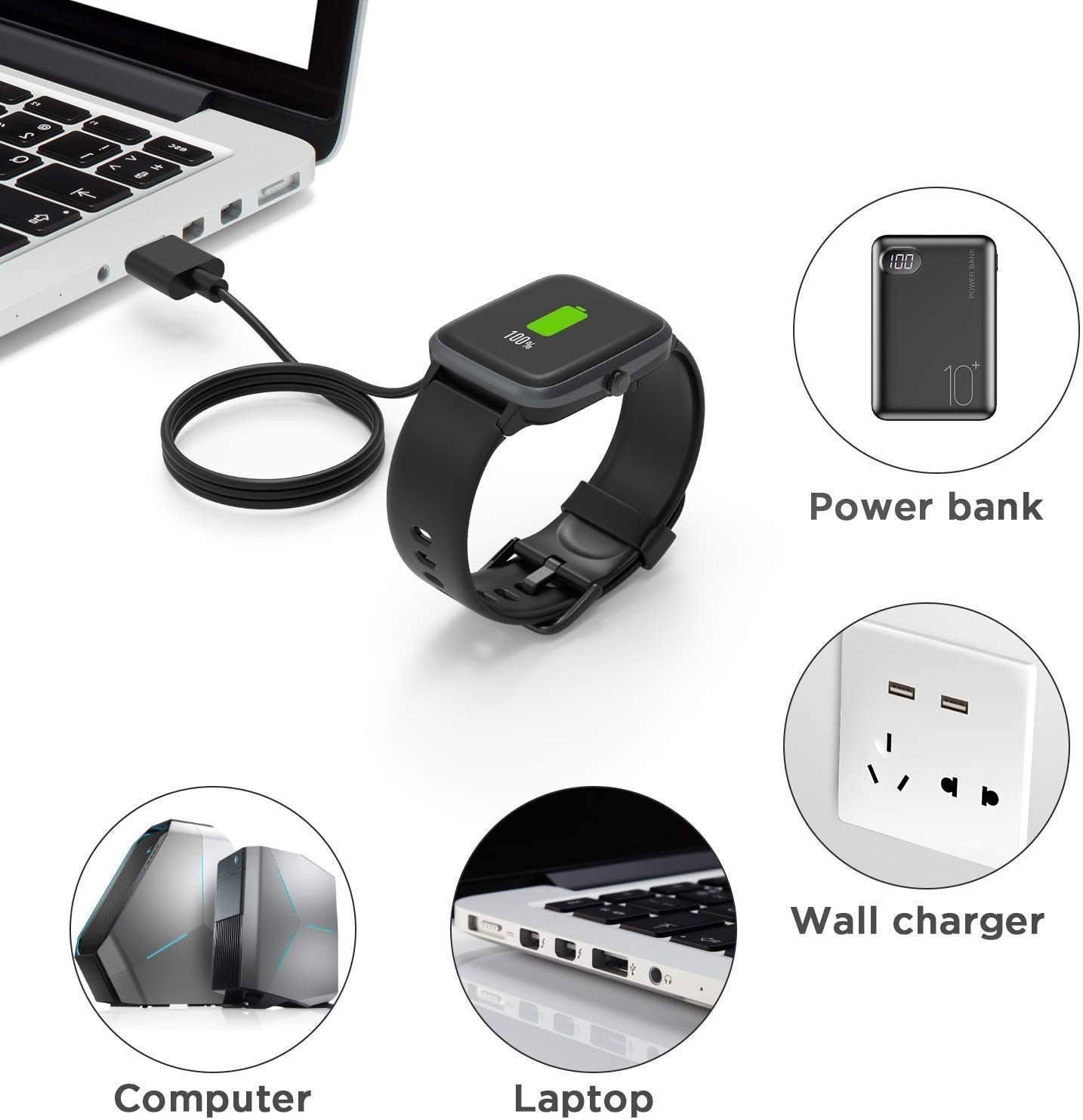 Lamshaw Compatible With Vkarood Smart Watch Charger, Magnetic Usb Charging Cable Replacement Charger Compatible For Vkarood Kc88