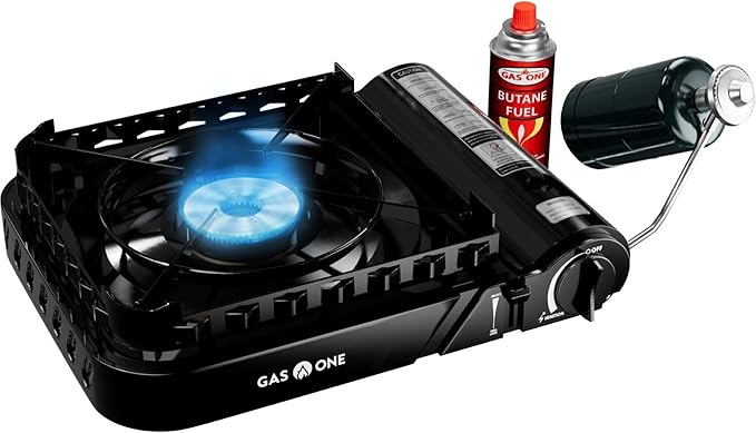 GasOne 15,000 BTU Propane or Butane Stove Dual Fuel Stove Portable Camping Stove - Patented - with Carrying Case Great for...