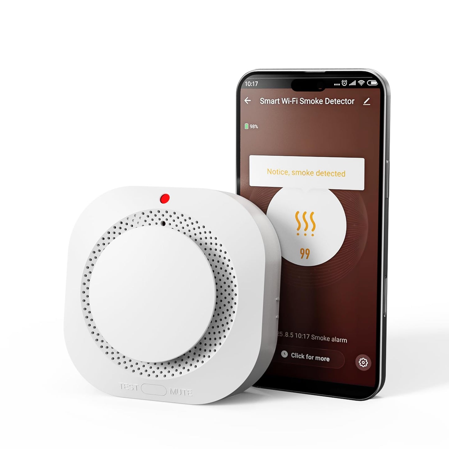 WARROXIDE WiFi Smoke Detectors for Home,Photoelectric Wireless Fire Alarms Replaceable Battery Powered,Portable Smoke Alarm with Test/Mute Button,Attic Smoke Detector,1 PCS(Battery Not Included)
