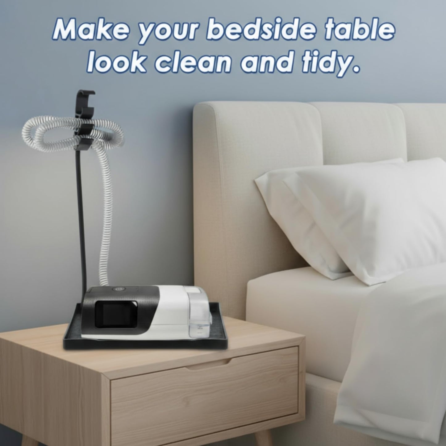 Geiserailie CPAP Hose Holder, Mask and Hose Bedside Organizer, Flexible and Bendable Bracket Prevents Tube Entanglement and Hanging Mask, Keep CPAP Supplies Neat and Tidy
