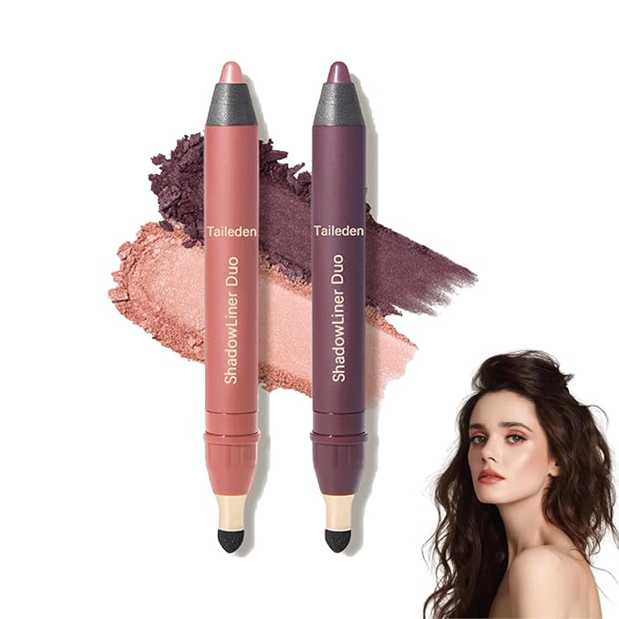 Shadow Liner 2-in-1 Eyeliner & Eyeshadow, Shadow Liner Duo with Smudge Brush, Waterproof Smudge-Proof Long-Lasting Makeup, Smooth, Effortless Smoky or Natural Eye Makeup (smolder+hypnotic)