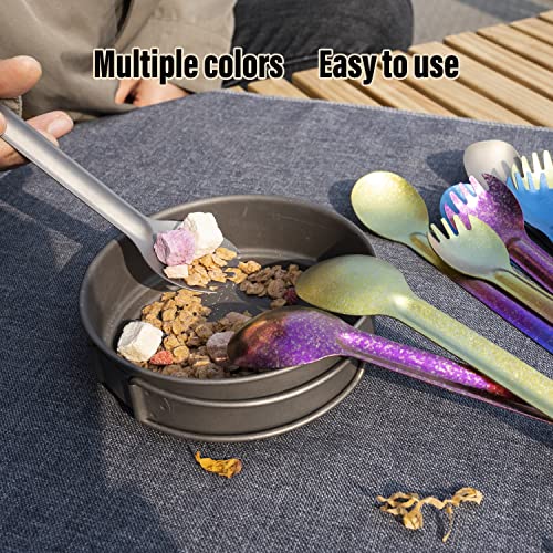 TiTo Titanium Long Handle Spork and Spoon Eco-Friendly Ultralight Portabale Flatware for Outdoor Camping Backpacking Hikin...
