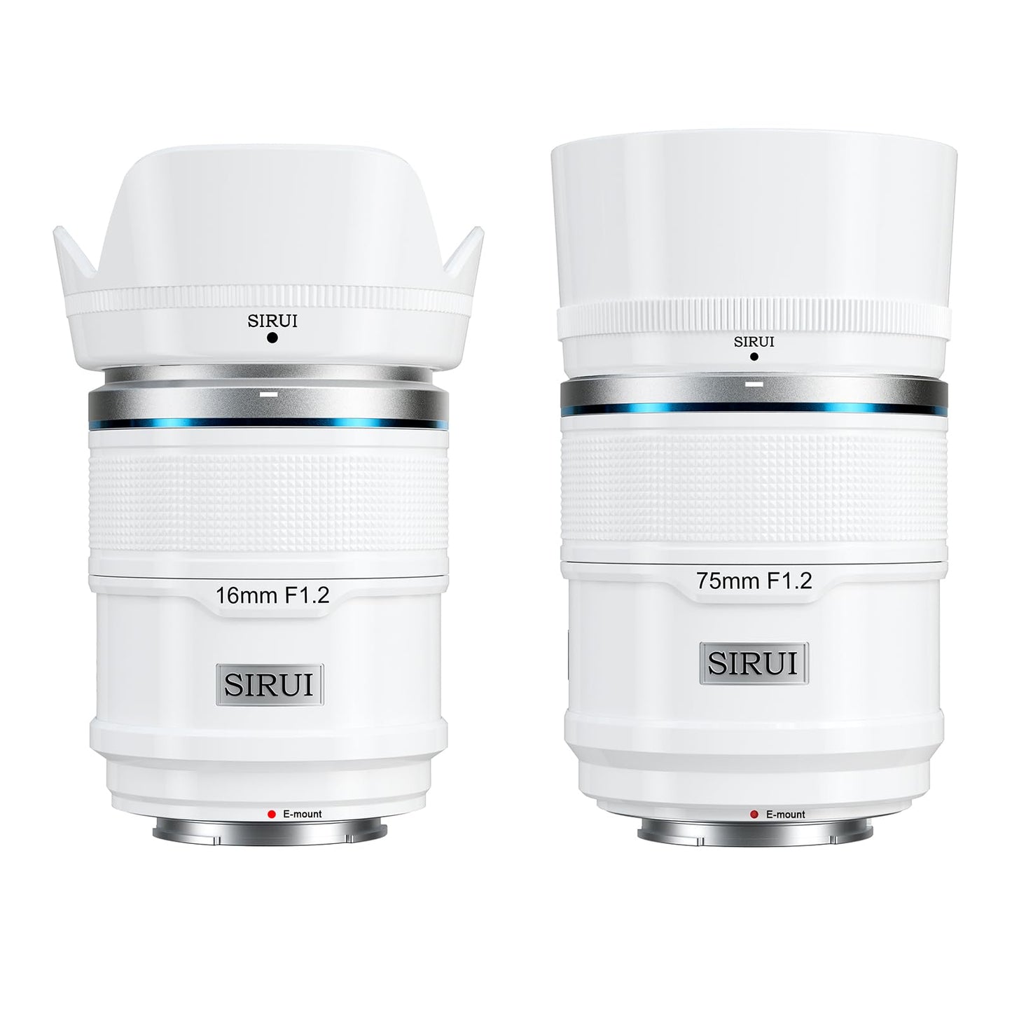 SIRUI Sniper 16mm, 75mm Autofocus Lens Set, F1.2 Wide Angle APS-C Camera Lens for A5, A6, FX30, ZV-E10 (E Mount, White)