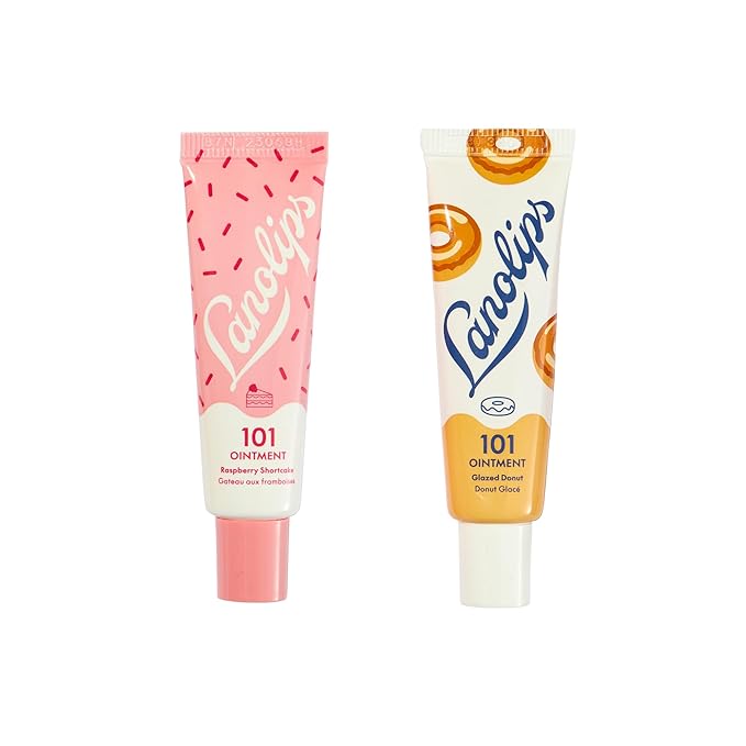 Lanolips Glazed Donut & Raspberry Shortcake Ointments Duo – Glazed Donut (0.52 oz) & Raspberry Shortcake (0.52 oz) for Ultra‑Hydrated, Flavorful Lips & Skin Rescue
