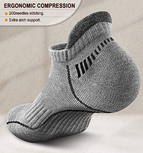 Men Running Socks 6Pairs-Ankle Athletic Socks Wicking Cushioned for Men Walking-Arch Compression Support