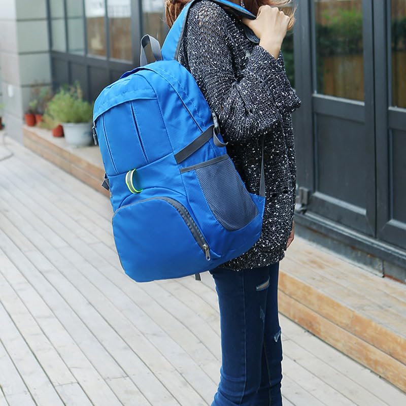 Foldable Waterproof Backpack For Outdoor Sports Travel Inside Wet Clothes Compartment Packable For Multiple (Blue)