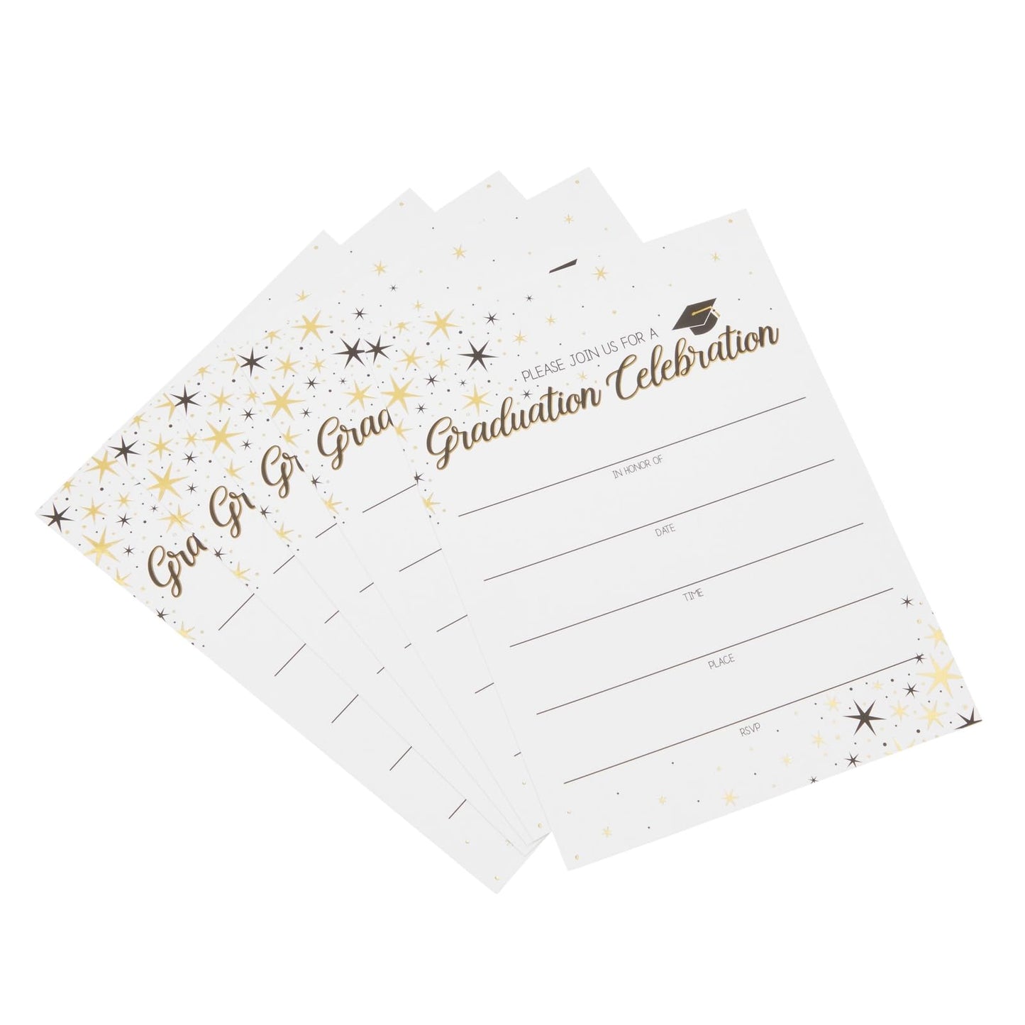 Best Nest Wellness 60 Pack 5x7 Graduation Party Invitations with Envelopes, Blank Grad Ceremony Invites Cards for Class Celebration Supplies, White - Graduation Card - Invitation with Envelope