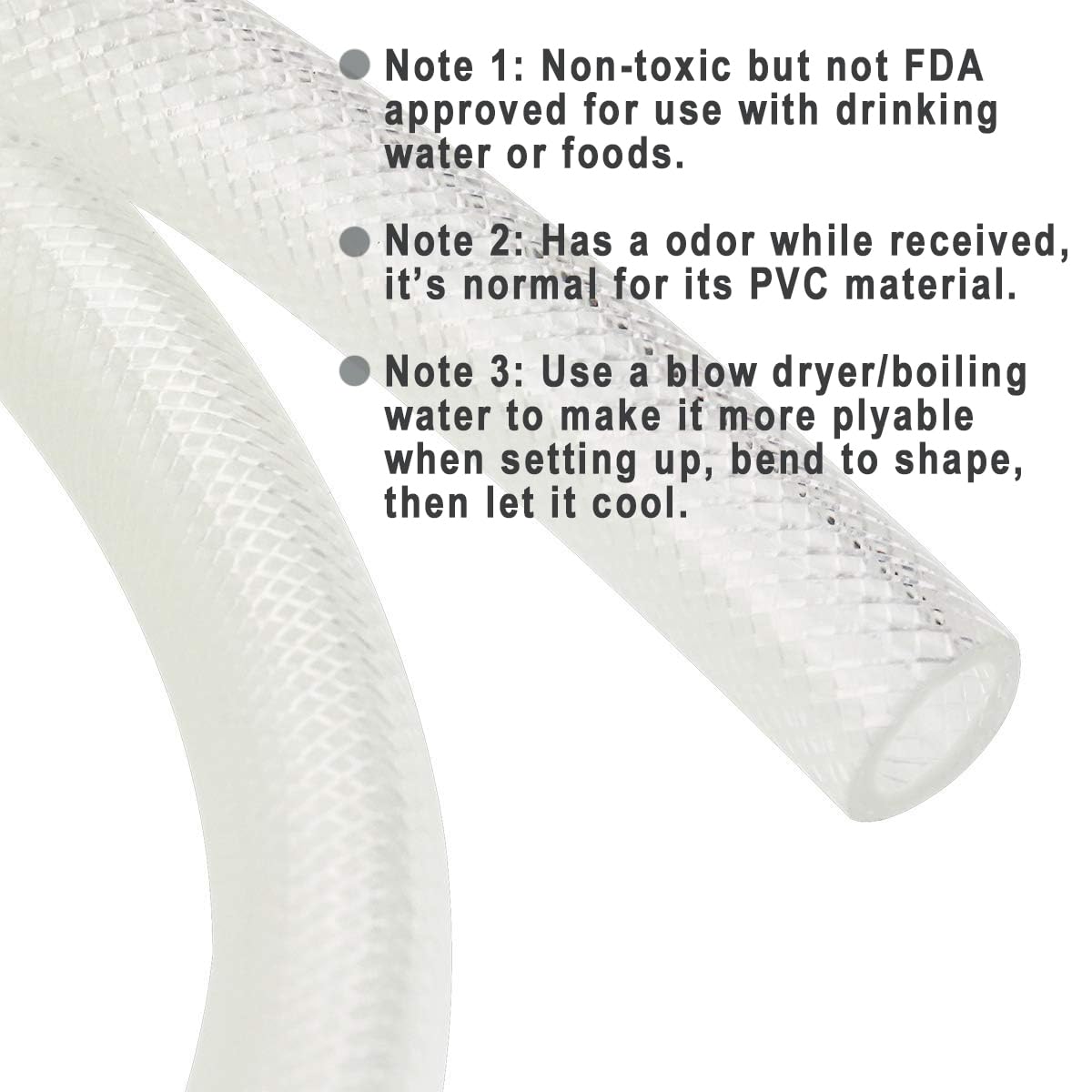 1/2" ID x 3/4" OD - 10 Ft High Pressure Braided Clear PVC Vinyl Tubing Flexible Vinyl Tube, Heavy Duty Reinforced Hose Tubing, BPA Free and Non Toxic