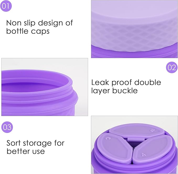 2 Pack Silicone Makeup Containers, Leak-Proof Travel Cosmetic Jars for Creams with Lid, Travel Essentials Accessories for Toiletries (Pink, Purple)