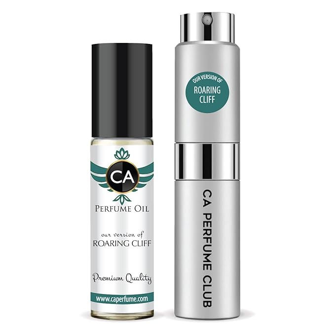 CA Perfume Duo Impression of Roaring Cliff For Men Perfume Layering Set Mens Cologne Long Lasting Travel Size EDP + Body Oil Roll-On Bottle 0.27 Fl Oz+0.33 Fl Oz