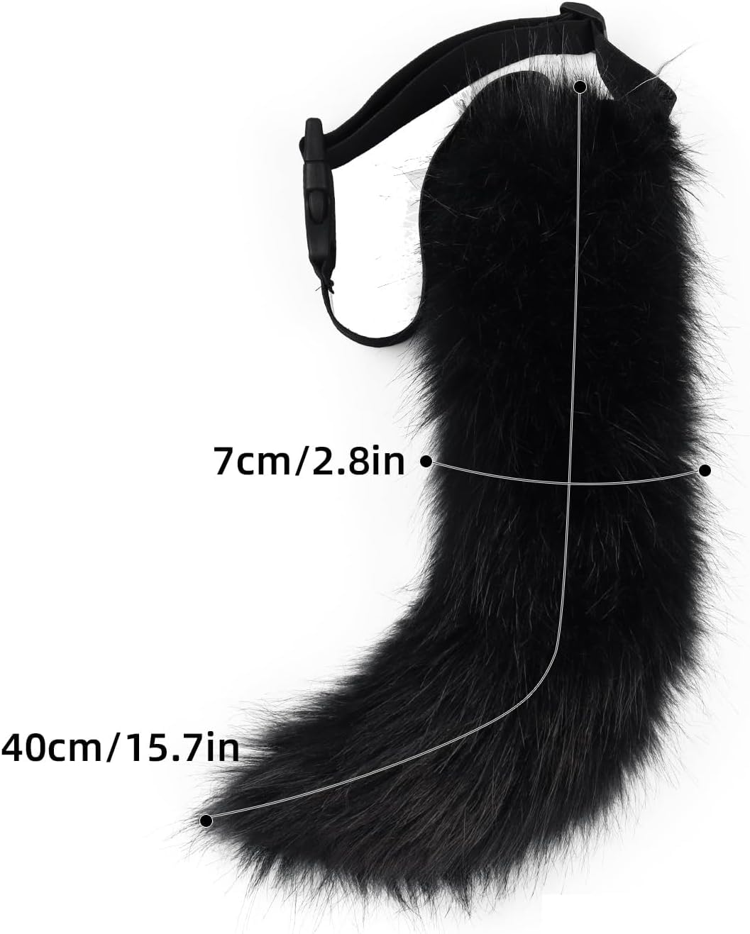 BANLAN Faux Fur Fox Costume Cat Tail Cosplay Halloween Christmas Party Costume One Size, Black