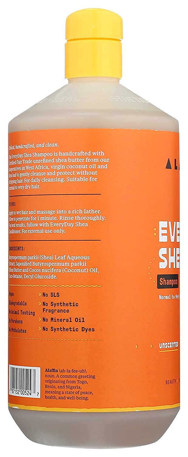 Alaffia Shampoo, Normal to Very Dry Hair, with Shea Butter and Coconut Oil, Lavender 16 Fl Oz