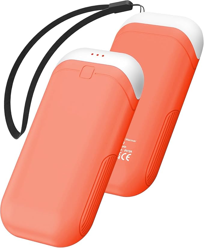 Hand Warmers Rechargeable [Equipped with Heat-conducting Silicone][Double-Sided Heating] [Shockproof] Suitable Skiing for Golf Hunting Hiking Outdoor Camping (Orange, 5000mAh X2)