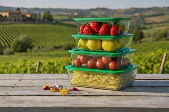 Crispa Teal Glass Food Storage Containers with Silicone Glass Lids, 8-Piece Set Meal Prep - 2x 40oz & 2x 20oz, 100% Plastic-Free Leakproof Airtight, Freezer Oven Microwave Safe