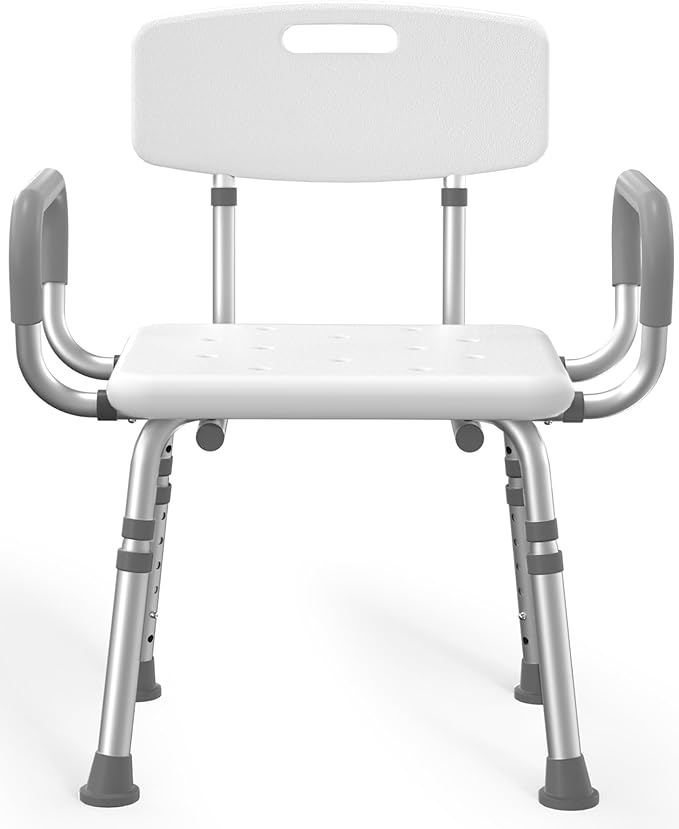 HOMLAND Shower Chair for Inside Shower with Arms and Back, 500 lbs Heavy Duty Shower Seat for Bathtub, Height Adjustable S...