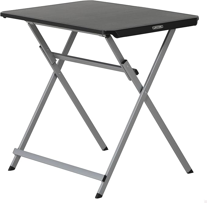 LIFETIME Small Folding Table, Personal TV Tray - Portable - Great for Kids, Camping, Cards, or Laptops - Plastic Black 30 ...