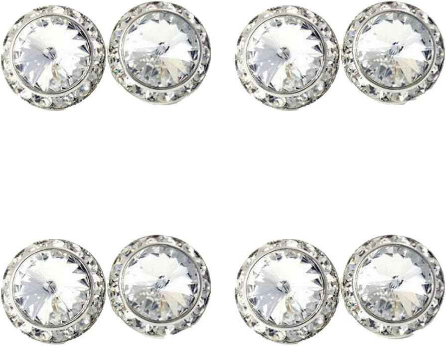 4 Pairs 15mm Rhinestone Round Shaped Acrylic Stone Inside Crystal Ear Studs For Dance Competitions Stage Performance Brida...