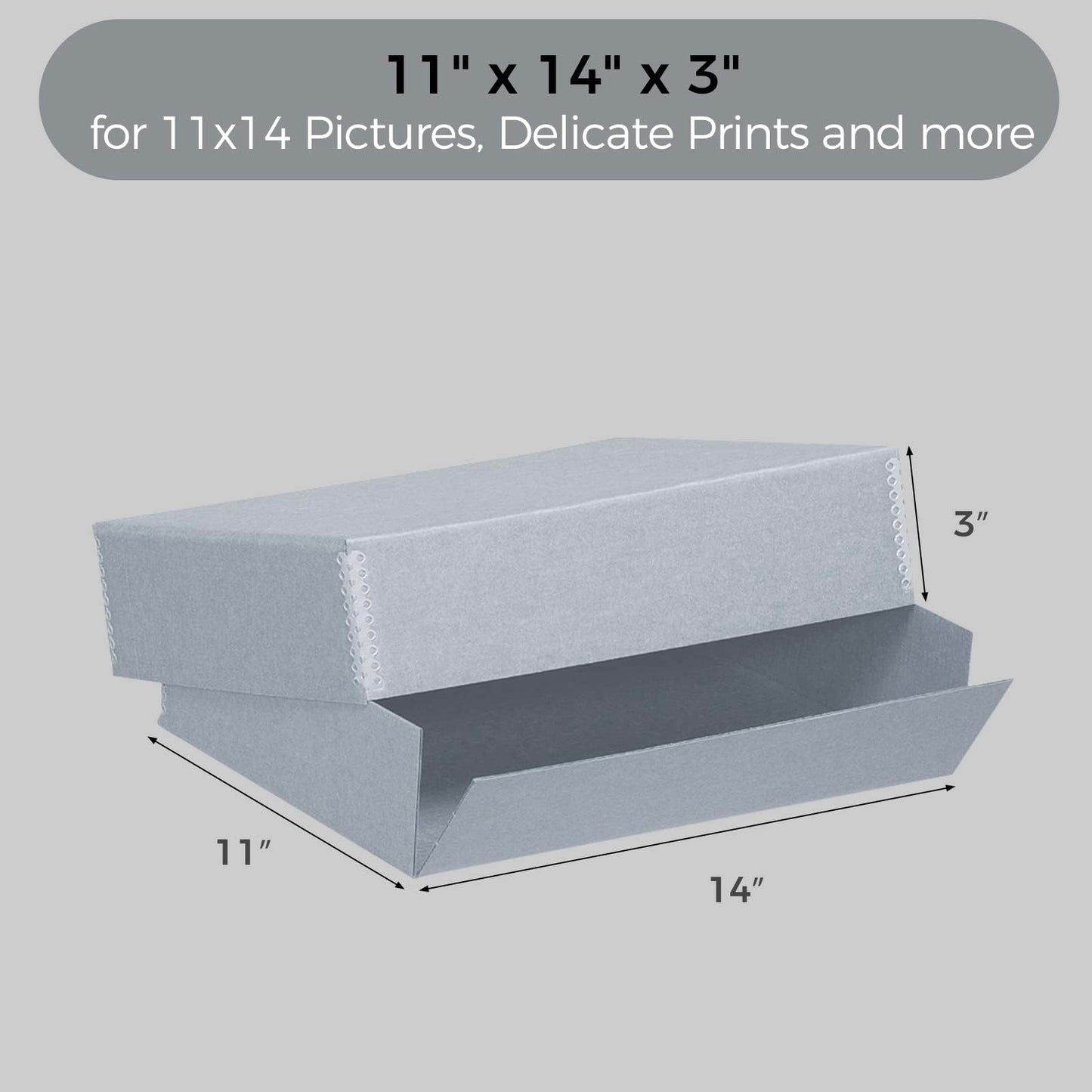 Lineco, Archival Storage Box, Museum Preservation Organizer With Drop Front Design, Acid-Free With Metal Edge, Preserves Picture