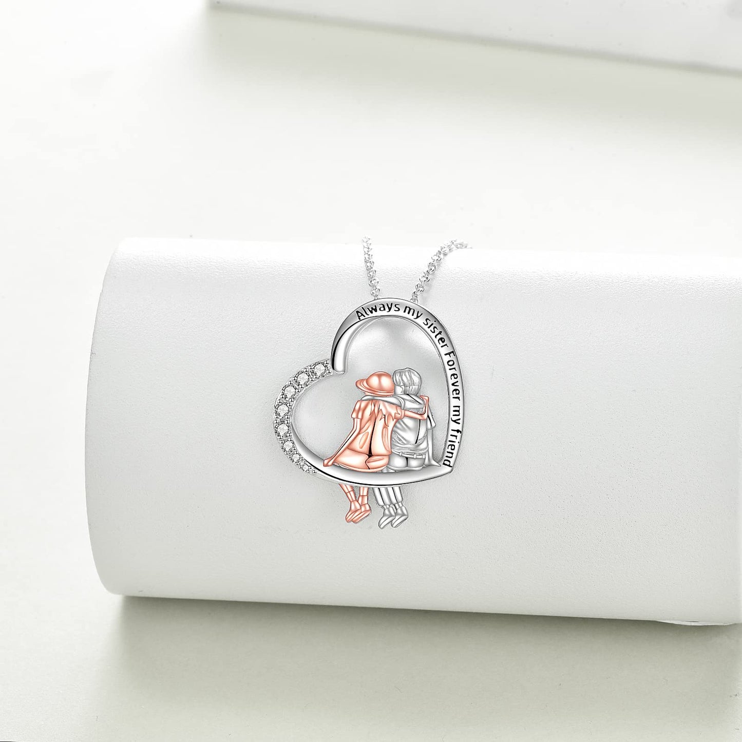 WINNICACA Sterling Silver Brother and Sister Necklace Best Anniversary Birthday Gift From Brother Always My Sister Forever My Friend Graduation Christmas Gifts