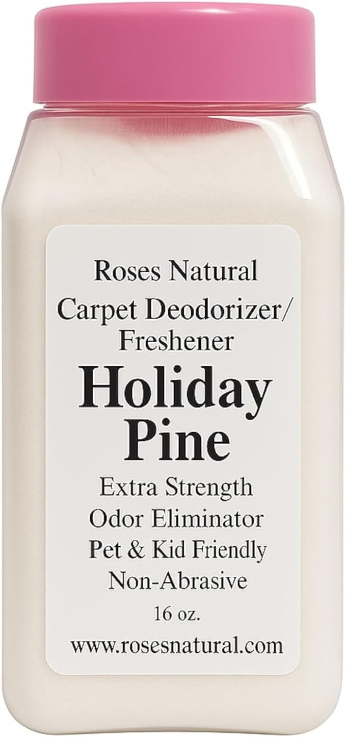 Carpet Deodorizer Powder – Holiday Pine, Long-Lasting Odor Eliminator, Plant-Based, Pet Friendly, 16 oz, Made in the USA