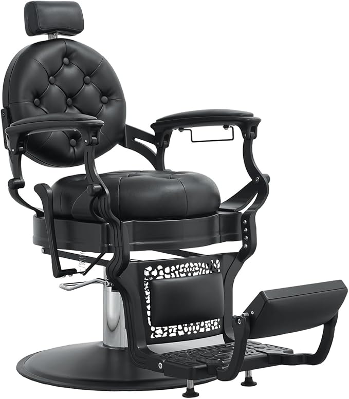 Barber Chair Hair Salon Chair,Heavy Duty 700 LBS, for Hair Stylist Barber Beauty Tattoo Massage(Black)