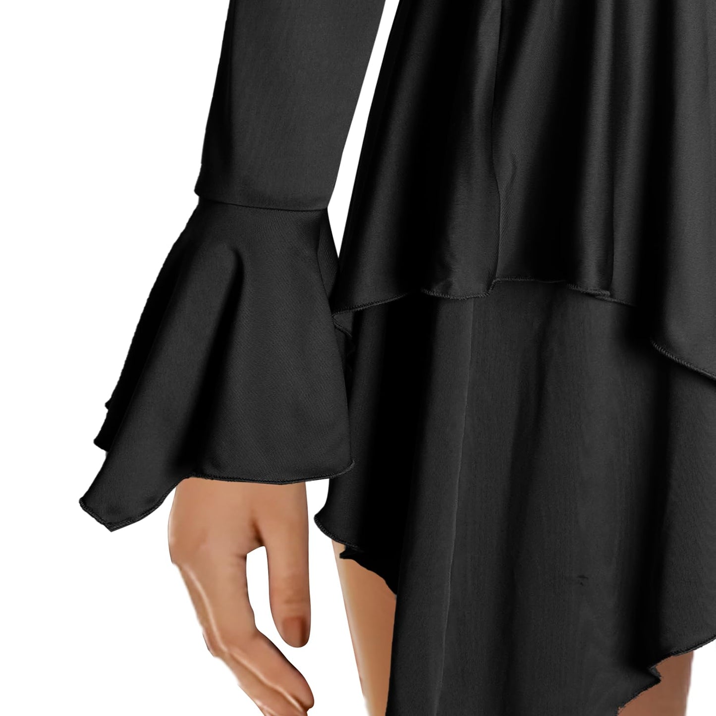 Usthirit Renaissance Fairy Dress Women's Gothic Off Shoulder Irregular Handkerchief Dress (Z3831BK,S)