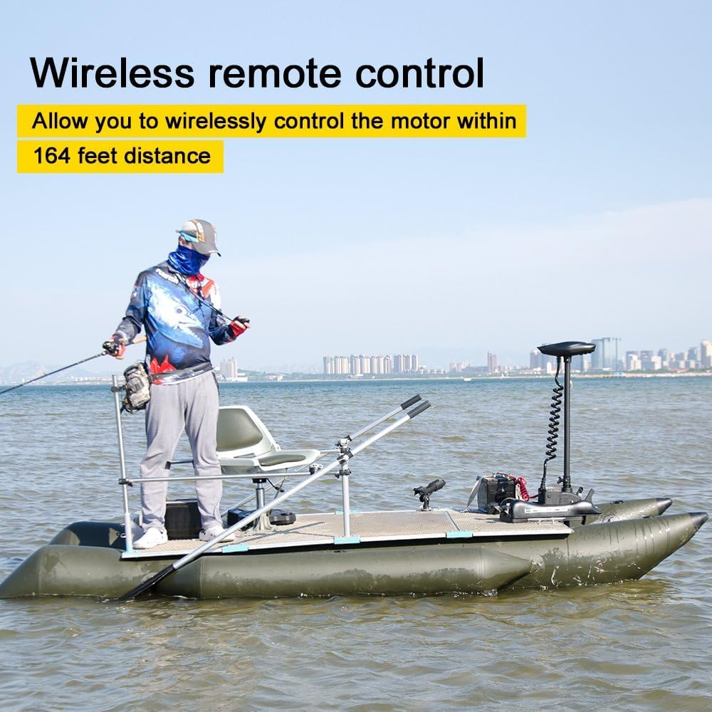 AQUOS Haswing CaymanB Electric Bow Mount 24V Saltwater & Freshwater Trolling Motor - 80lbs Thrust, 48in Shaft, with Wireless Remote