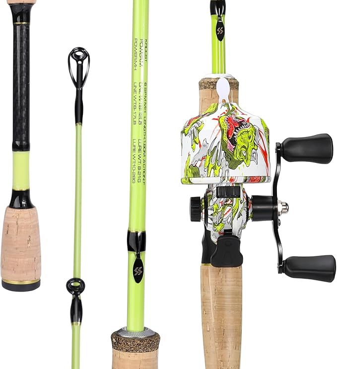 Sougayilang Spincast Reel and 2-Piece Fishing Rod Combo, 5.9-Foot Rod with Pre-Spooled Line Stainless Steel Guide, Cork Ha...