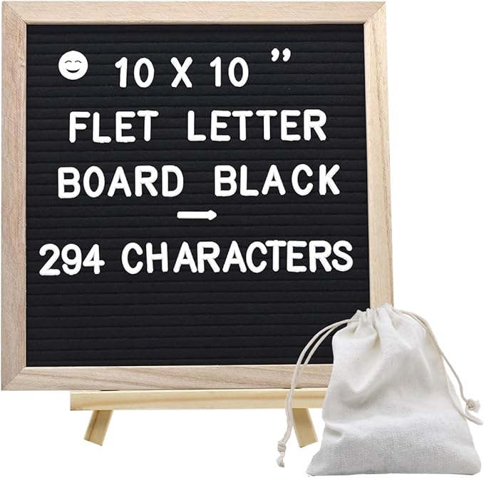 INTOMYTH Felt Letter Board with 294 Letters, Storage Bag and Stand, First Day of School Board, 10x10 Inches, Changeable Me...