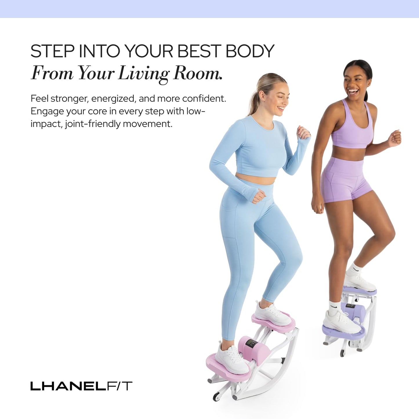 LhanelFit The Rock Stepper - Side to Side Rocking Stepper Machine for Home Workouts - Low Impact Indoor Cardio Leg Glute and Core Training - Quiet Compact Step Rocker Exercise Equipment (Black)
