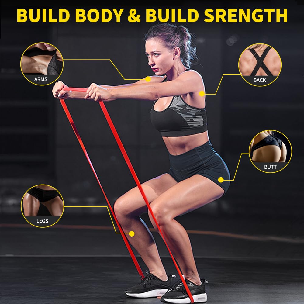 ROSAPOAR Resistance Band Pull up Band Fitness Exercise Bands Natural Latex for Workout Body Stretch Powerlifting Band Fitness Sport Training at Home/The Gym - Orange