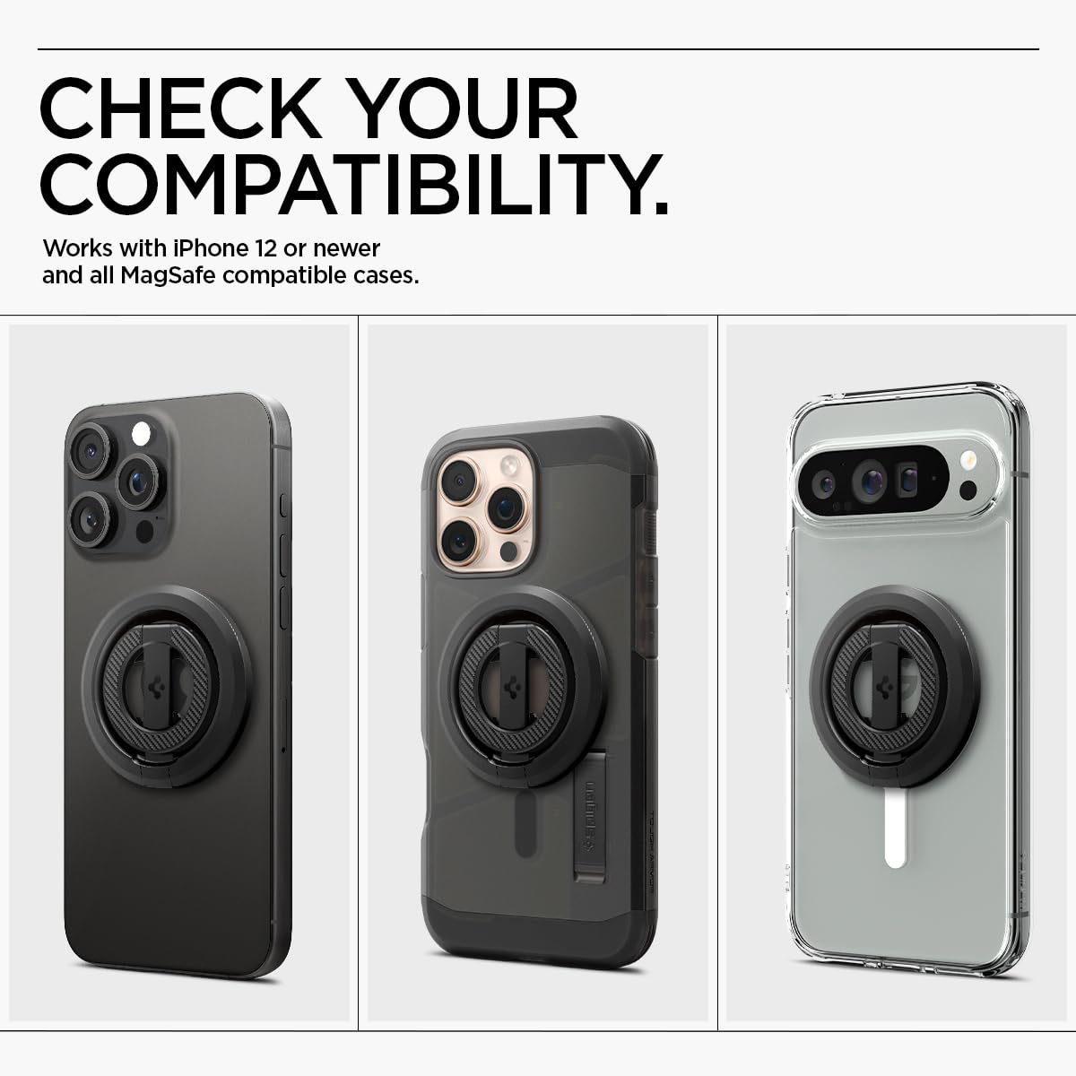 Spigen Om102 (Magfit) Magnetic Phone Holder Grip Double-Sided Magnet With Kickstand Bottle Opener Designed For Magsafe Compatibl
